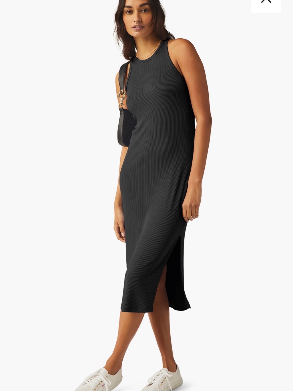 Beyond Yoga Formation Tank Dress- Black Ribbed